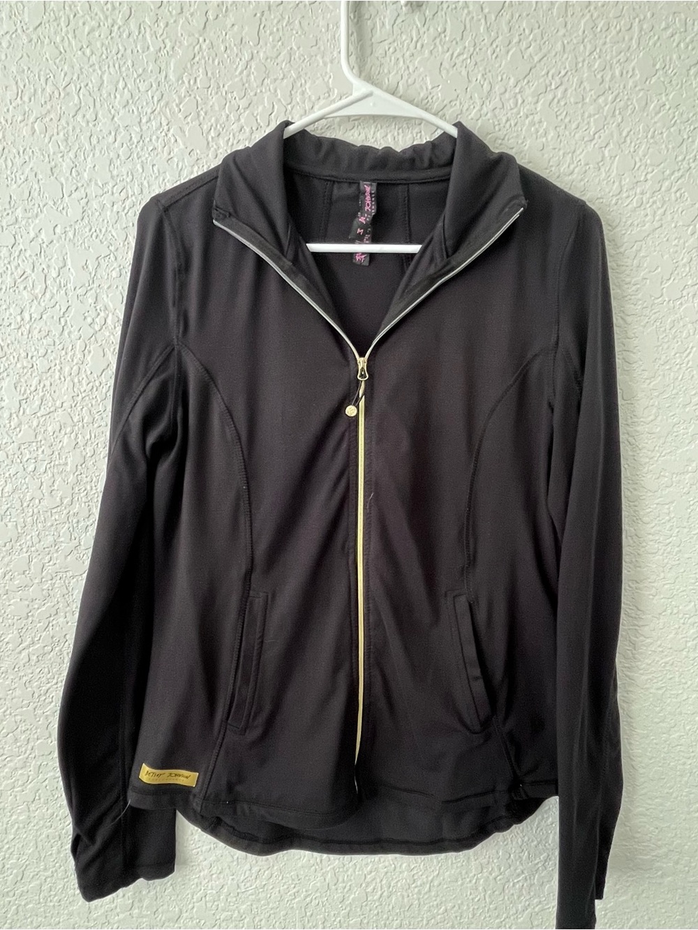 Betsey Johnson Black Performance Jacket with Gold Zipper women’s medium